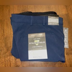 Van Heusen Stain Shield Mens Big and Tall Regular Fit Flat Front Pants 54X29.